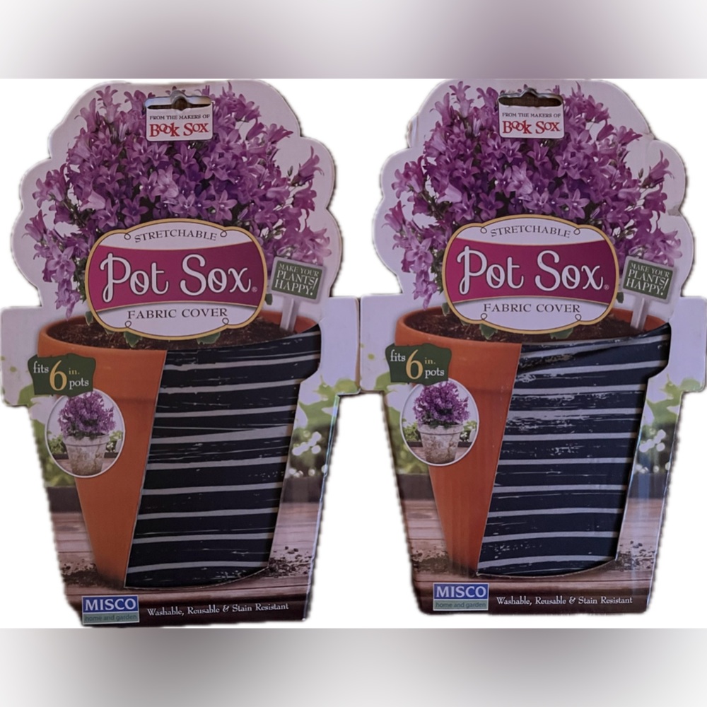 2 pk Pot Sox Stretchable Fabric Covers. Washable/Reusable. Indoor/Outdoor. NWT
